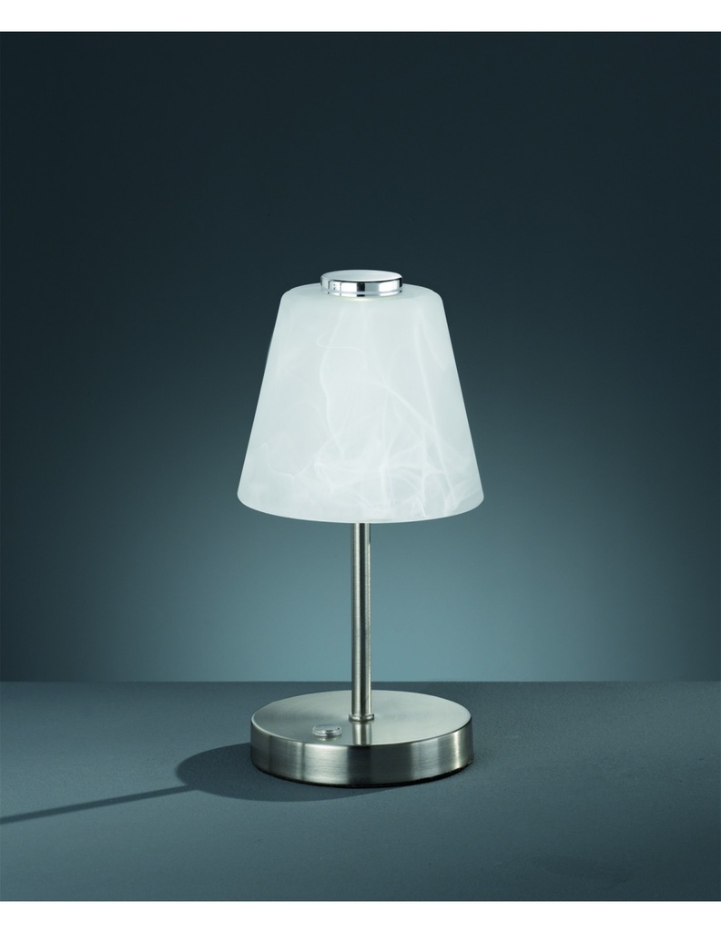Lampada Da Tavolo Led Touch Emmy Nichel E Vetro Alabastro Ø12 cm Trio Lighting - Samnite