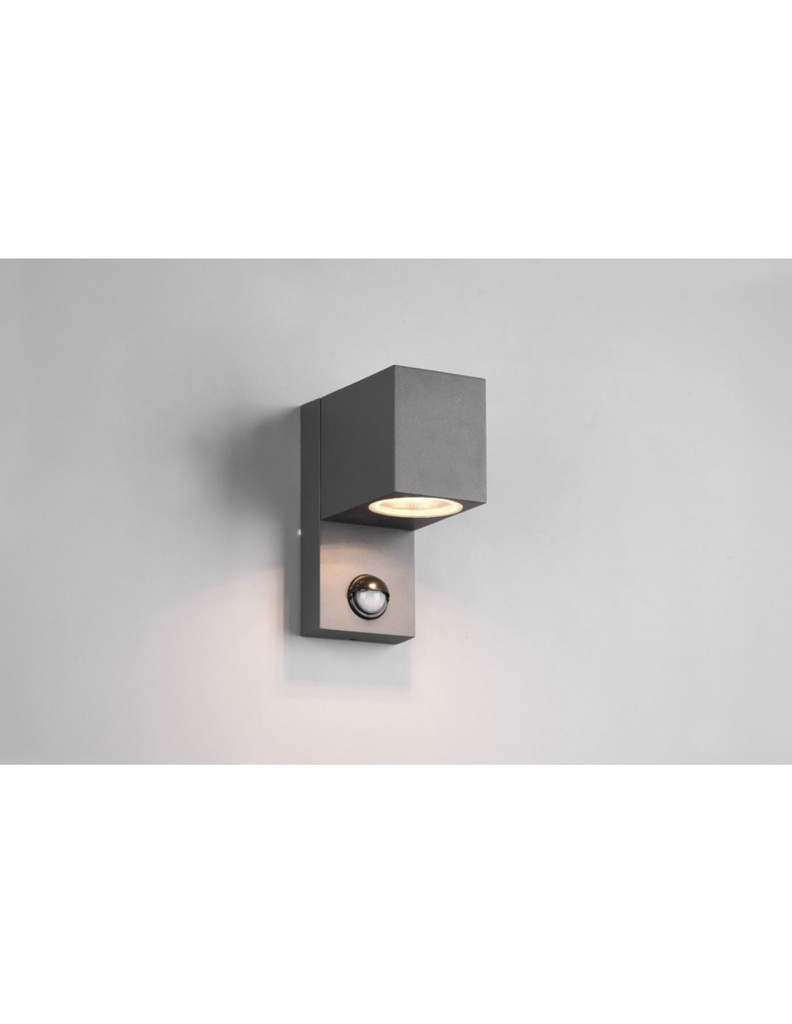Lampada Parete Cubo Roya Antracite Sensore Movimento IP44 Trio Lighting - Samnite