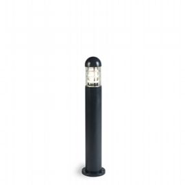 Lampada da esterno in alluminio pressofuso con diffusore in vetro trasparente e alette frangiluce grafite - Samnite
