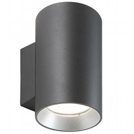 Lampada da parete in alluminio pressofuso con diffusori in vetro trasparente - 20W, 2120 lumen, luce calda grafite - Samnite