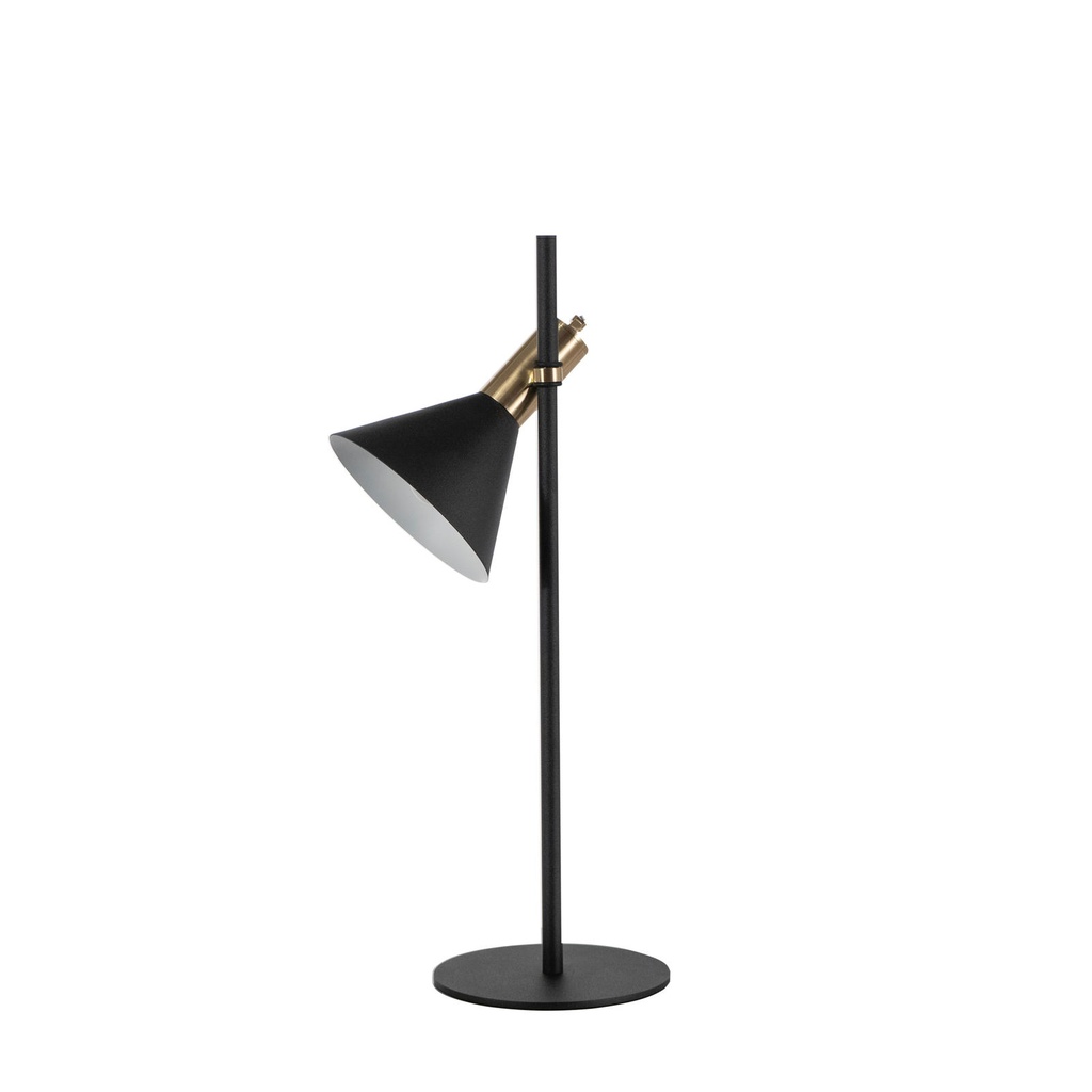 Lampada da tavolo in metallo e paralume nero opaco 18x18x55h cm - Samnite