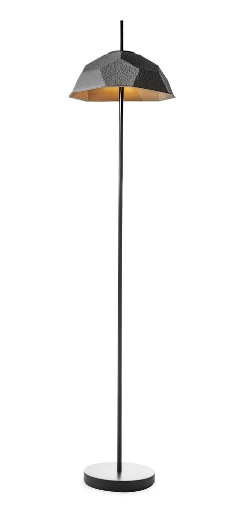 Lampada da terra paralume in cartone riciclato nero D3D3160h cm - Samnite