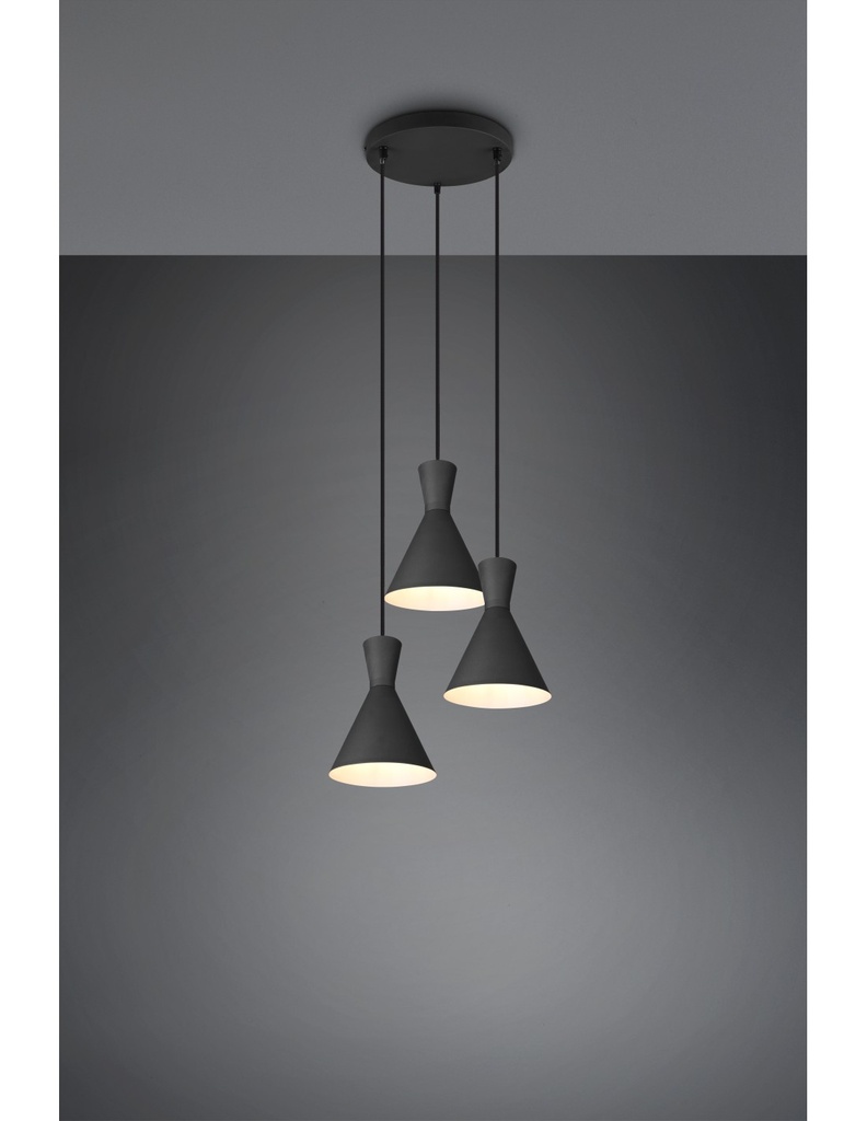 Lampadario Rotondo Enzo 3xE27 Nero Opaco Trio Lighting - Samnite