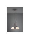 Lampadario Sospensione Rustica 5 Luci Ruggine Coppe Vetro Bianco Trio Lighting - Samnite