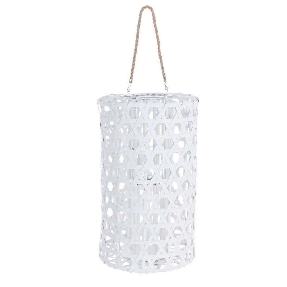 Lanterna esagono bianco in legno 60h cm - Samnite