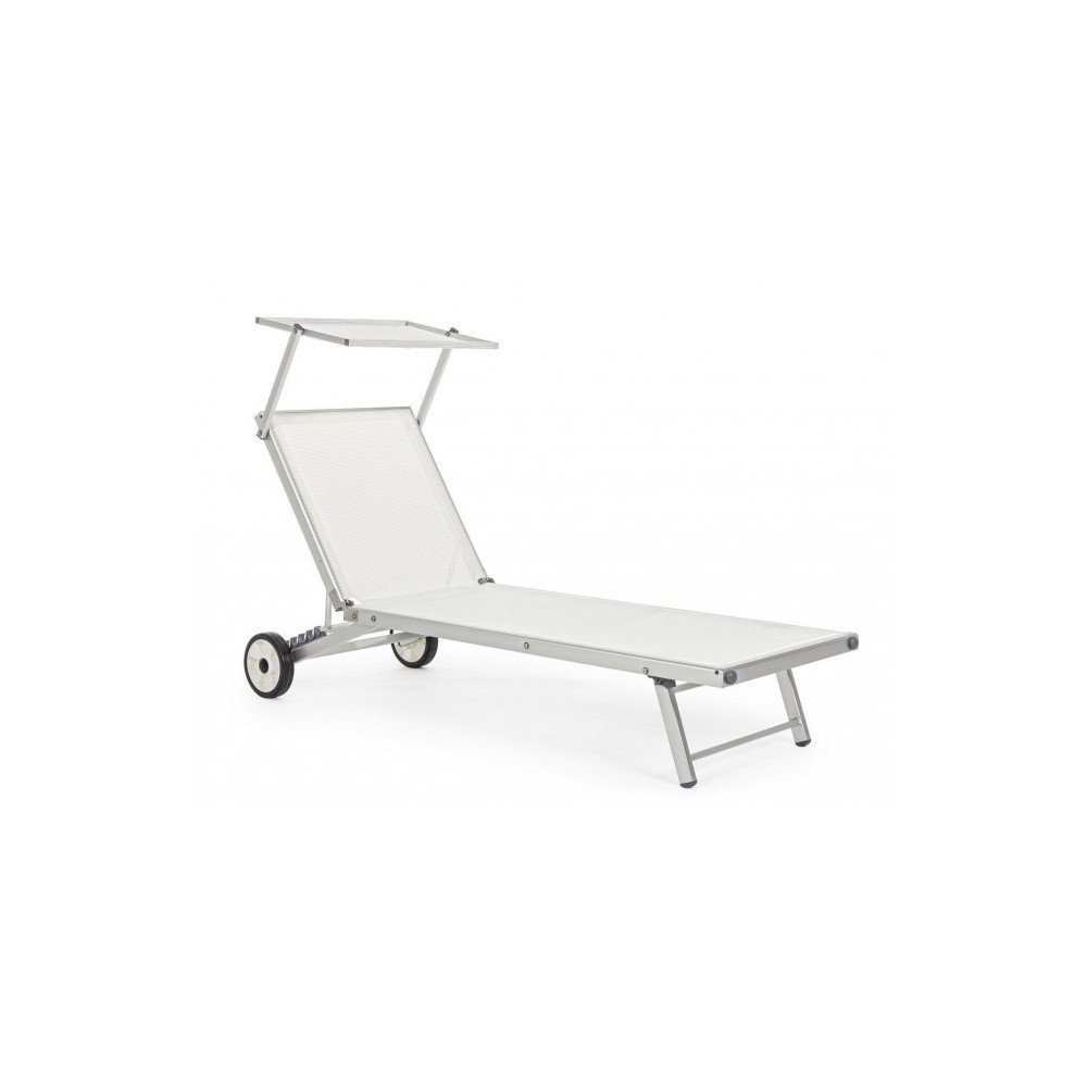 Lettino Cross con ruote in alluminio bianco - Samnite