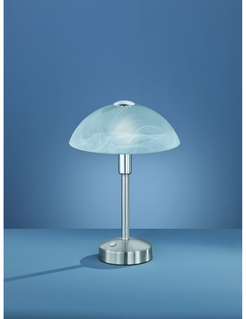 Lumetto Led Touch Donna Nichel e Paralume Vetro Alabastro Trio Lighting - Samnite