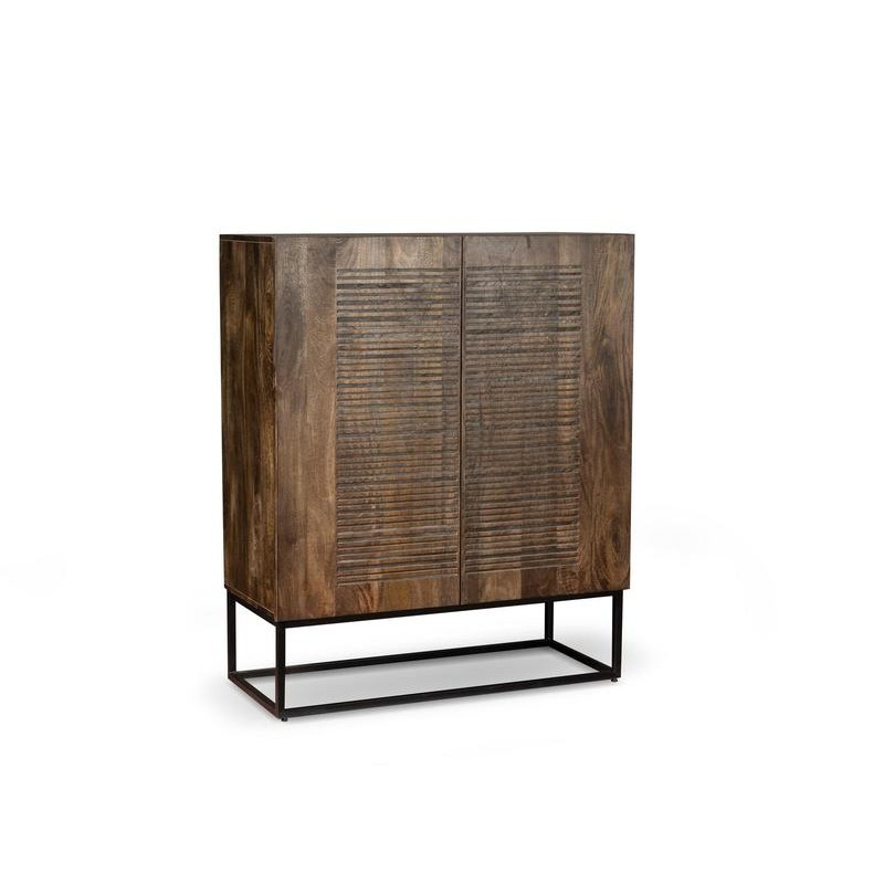 Madia in legno di mango marrone 2 ante 6 scomparti interni 100x45xh.120 cm - Samnite