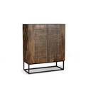 Madia in legno di mango marrone 2 ante 6 scomparti interni 100x45xh.120 cm - Samnite