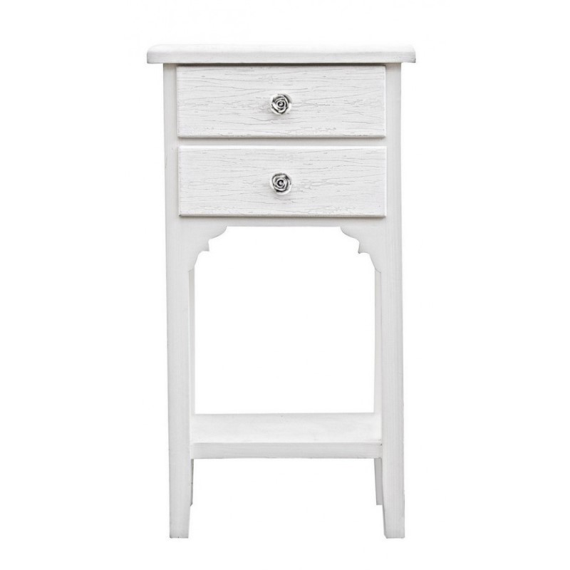 Mobiletto comodino in MDF due cassetti Bianco 37x26,5x h69,5 cm - Samnite