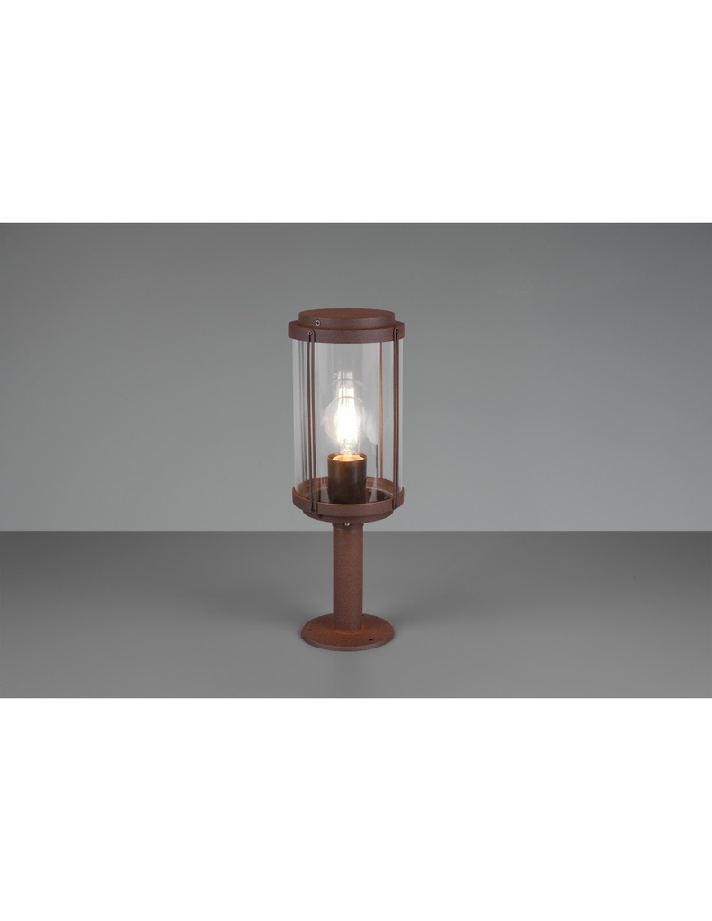 Paletto Tanaro IP44 Ruggine Con Vetro Lanterna H40 cm Trio Lighting - Samnite