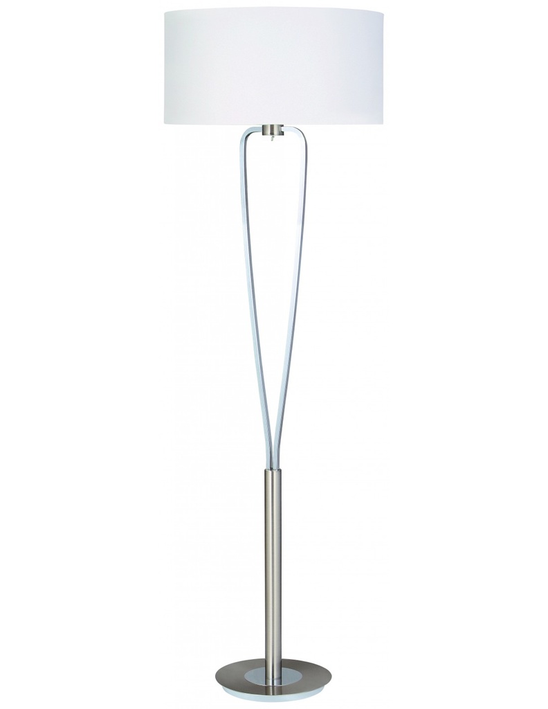 Piantana Moderna Paris II Nichel con Paralume Bianco Trio Lighting - Samnite