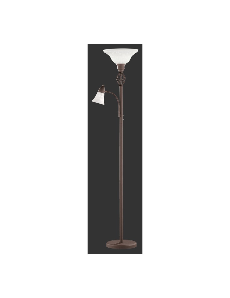 Piantana Rustica Ruggine 2 Vetri Opali E Spot Da Lettura Trio Lighting - Samnite