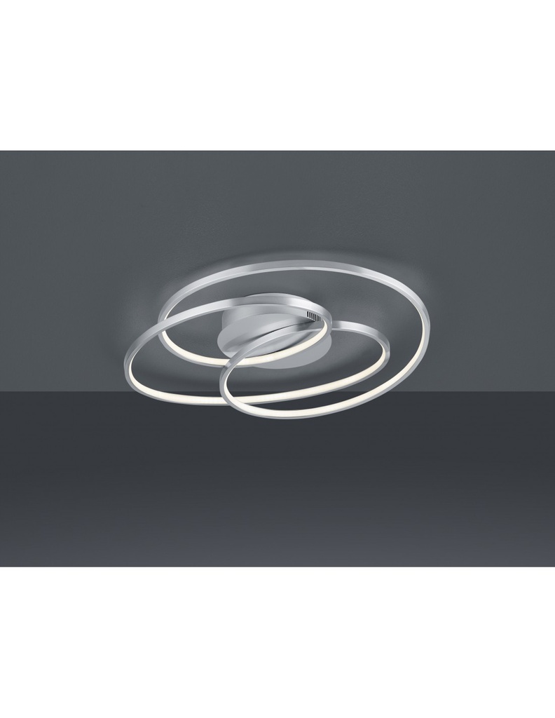 Plafoniera Gale 3 Cerchi Nichel Opaco Led 38,5w Dimmerabile L60 cm Trio Lighting - Samnite