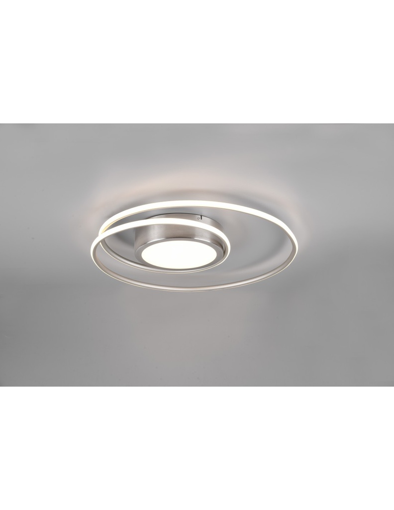 Plafoniera Moderna Soffitto Circolare Yava Nichel Led Dimmer Trio Lighting - Samnite