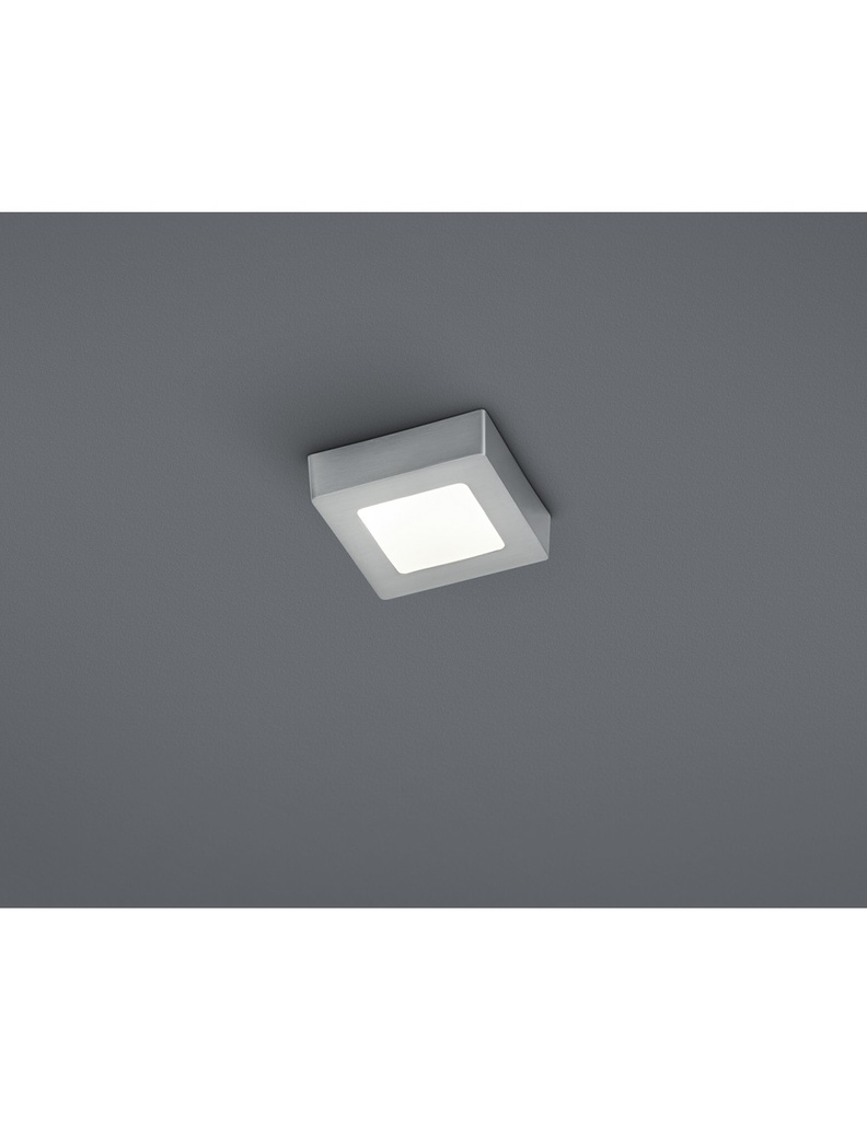 Plafoniera Quadrata Zeus Led Dimmerabile Nichel 12x12 cm Trio Lighting - Samnite