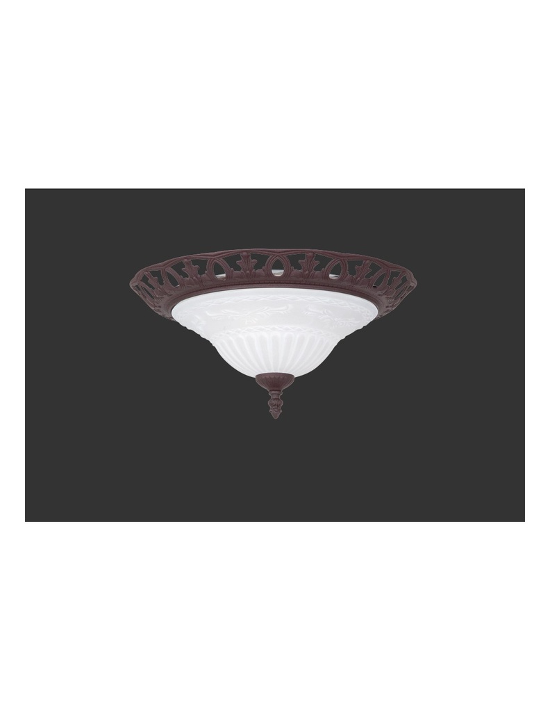 Plafoniera Rustica Ruggine 2 x E27 Vetro Opale Ø38 cm Trio Lighting - Samnite
