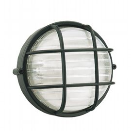 Plafoniera in alluminio pressofuso con diffusore in vetro stampato - Altezza lampada: 155mm - IP54 nero - Samnite