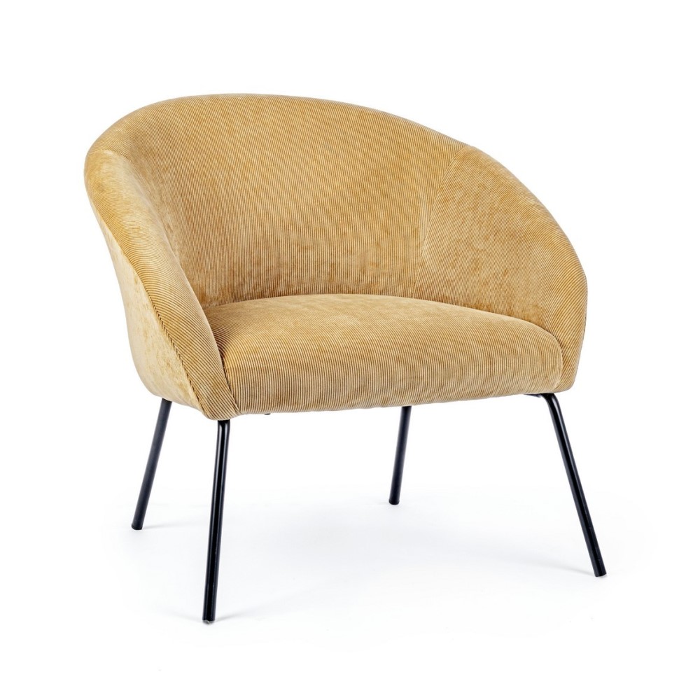 Poltrona giallo in velluto stile design - Samnite