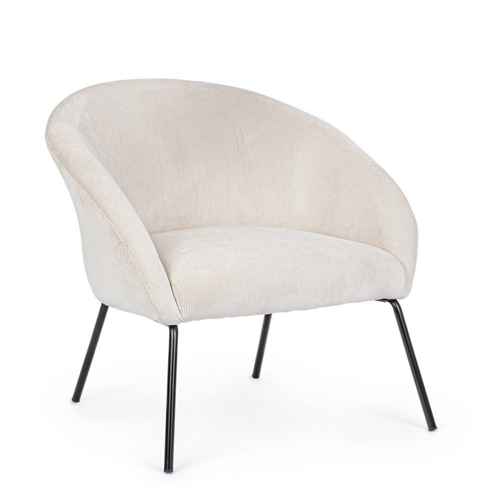 Poltrona metallo velluto bianco Aiko Velvet cm 80 x 76 x 75 - Samnite