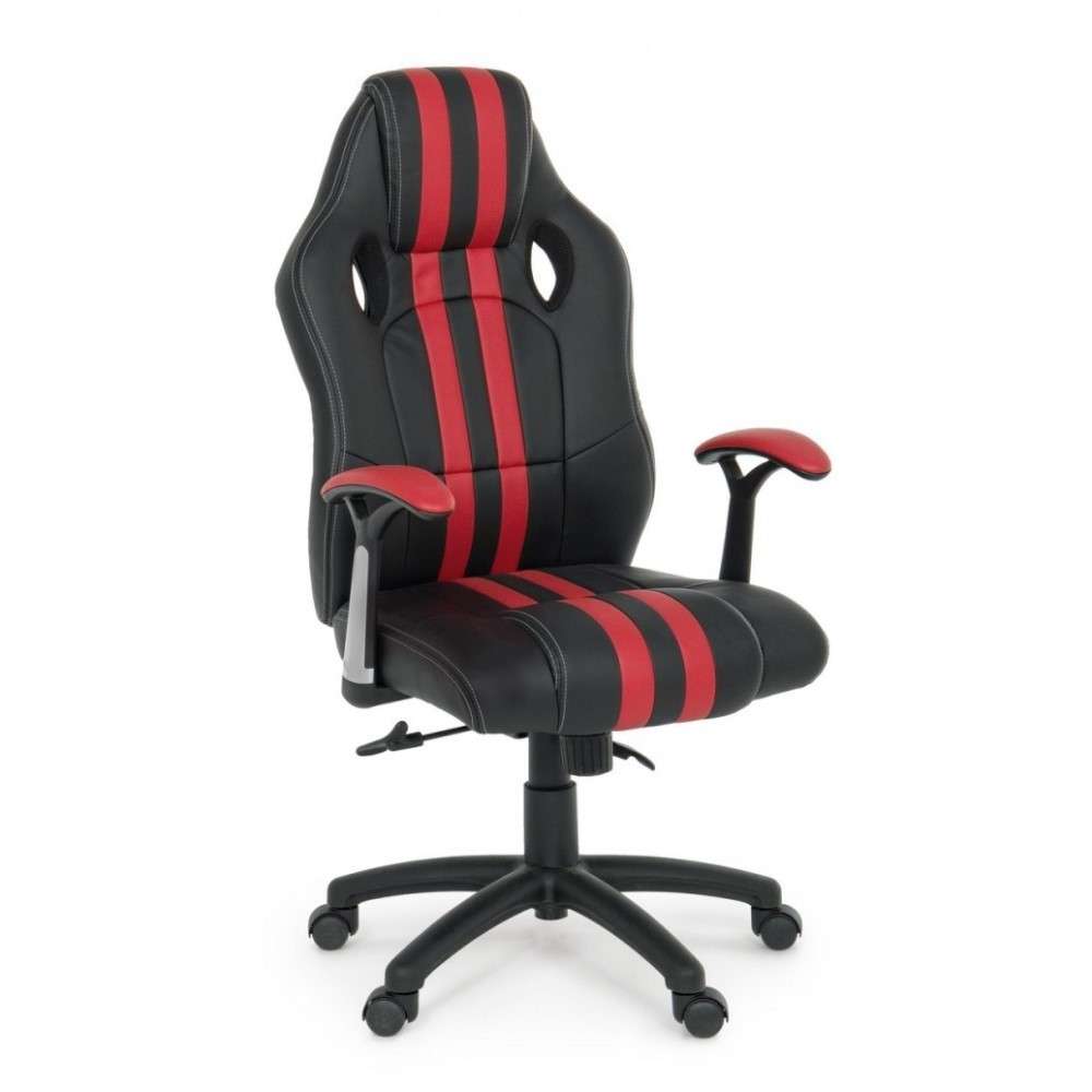 Poltrona ufficio con braccioli Spider rosso in similpelle - Samnite