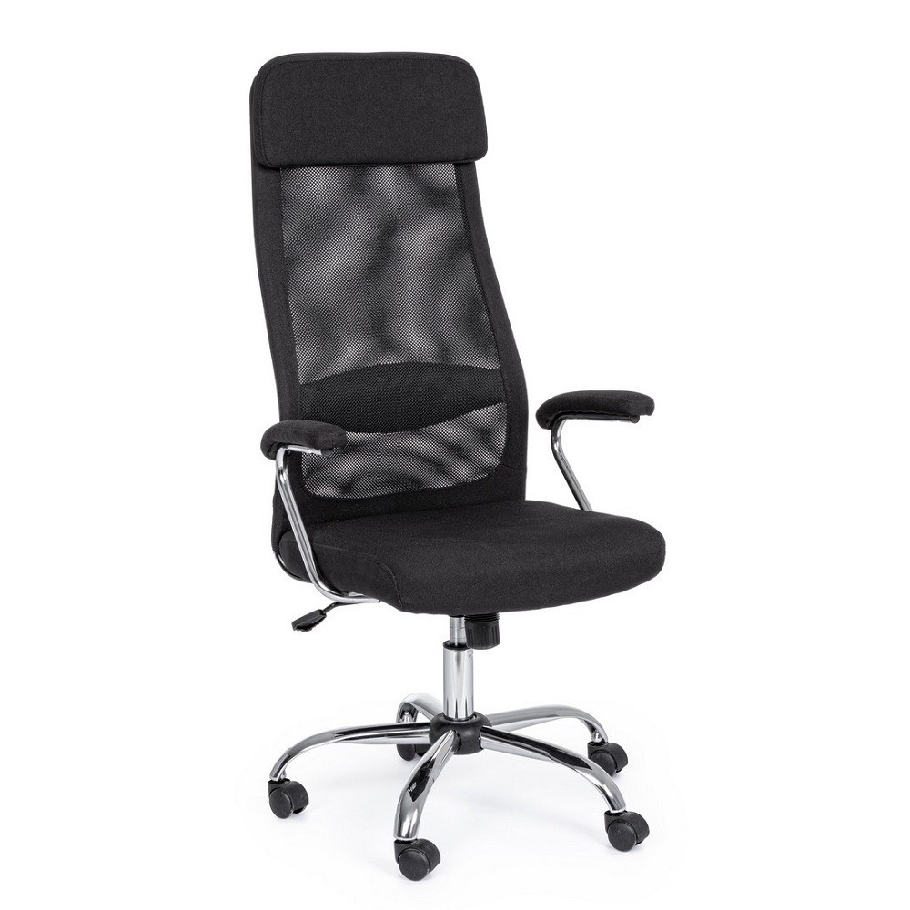Poltrona ufficio con braccioli acciaio tessuto nero Clarissa - Samnite