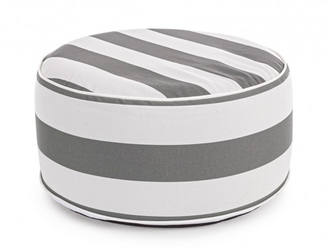 Pouf Righe Gonfiabile Bianco-Grigio - Samnite