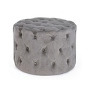Pouf vintage grigio velluto cm diam 60 x 42 h - Samnite