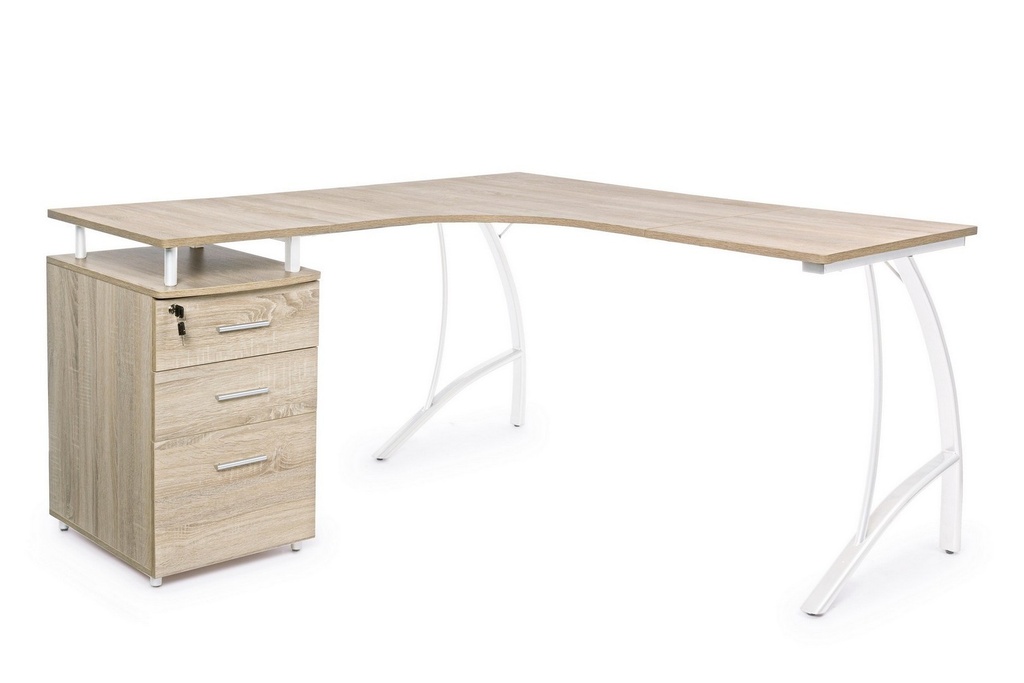 Scrivania angolo con cassettiera legno Kavita - Samnite