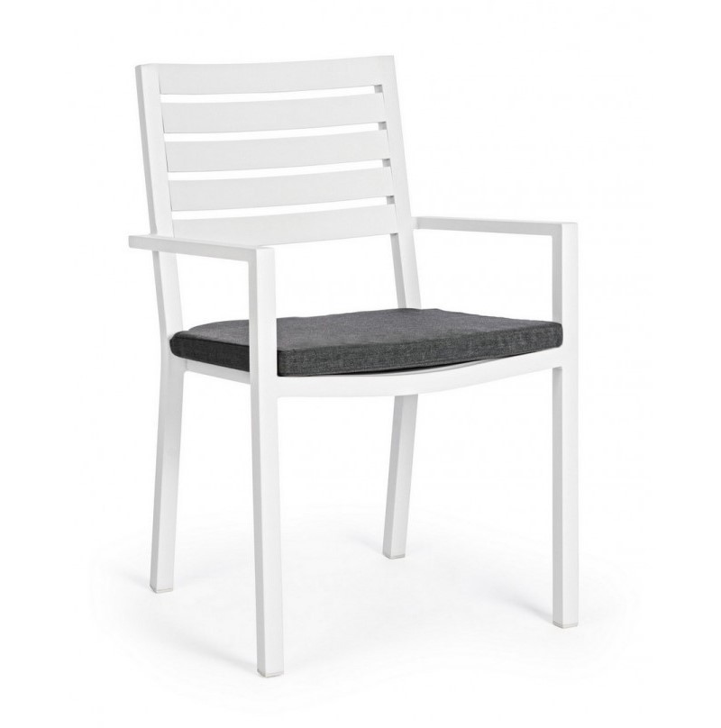 Sedia con braccioli Helina bianco in alluminio - Samnite