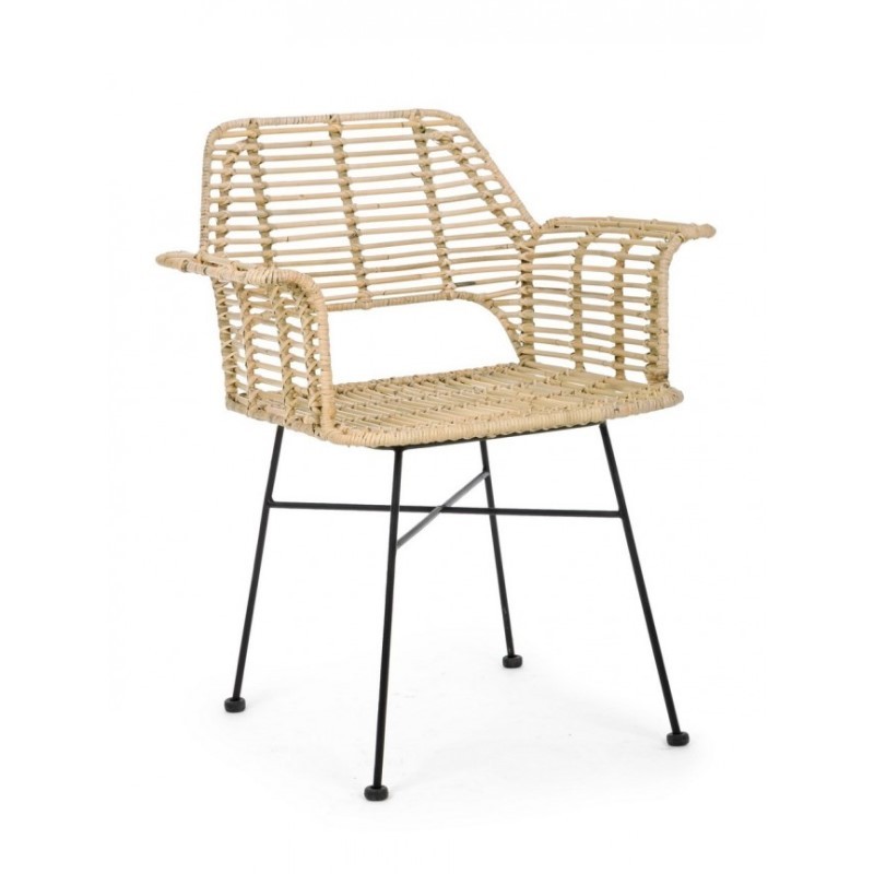 Sedia con braccioli in fibra naturali Tunas - Samnite