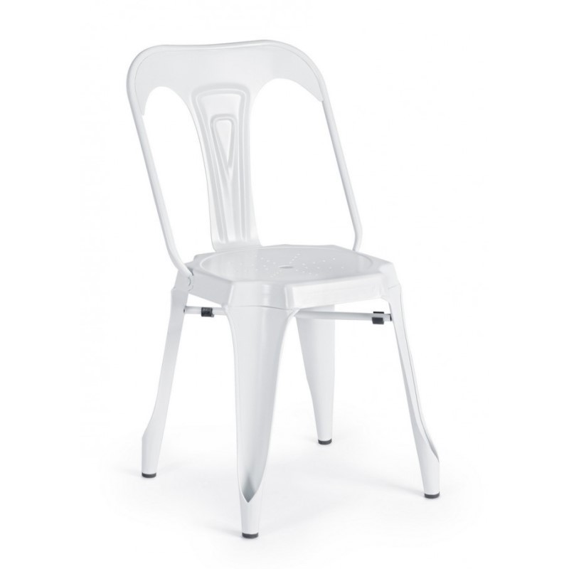 Sedia in stile contemporaneo in acciaio Bianca MINNEAPOLIS 44x53x h83 cm - Samnite