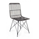 Sedia in stile contemporaneo in acciaio e kubu Nero LUCILA 45x55x h85 cm - Samnite