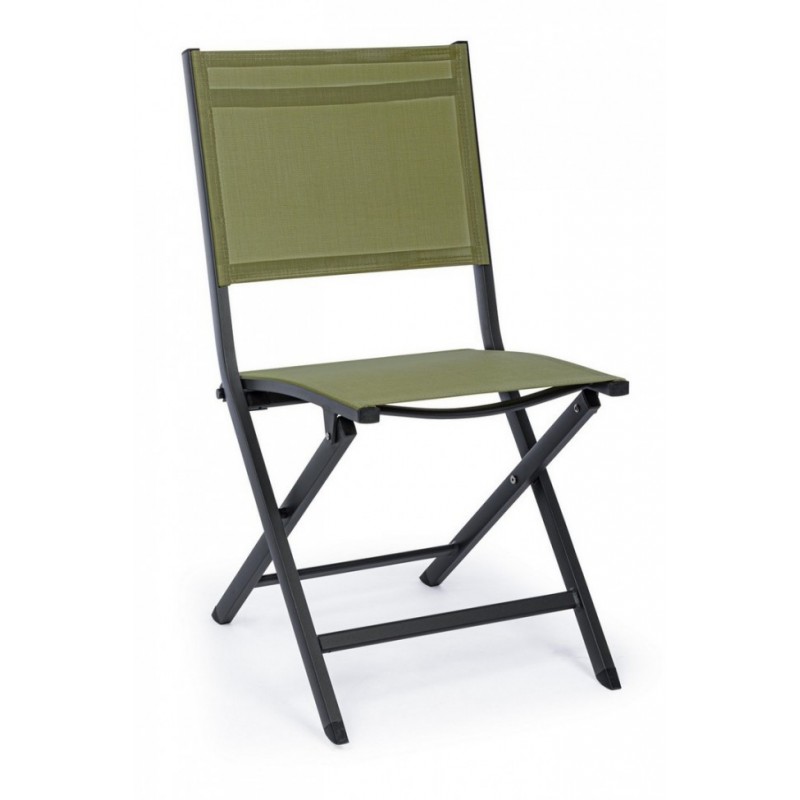 Sedia per esterno in alluminio Antracite Verde ELIN 47x57x h88 cm - Samnite