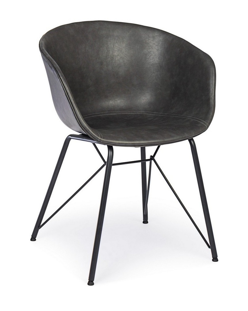 Sedia vintage ecopelle antracite Warhol - Samnite