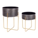 Set 2 porta vaso nero in alluminio stile design - Samnite