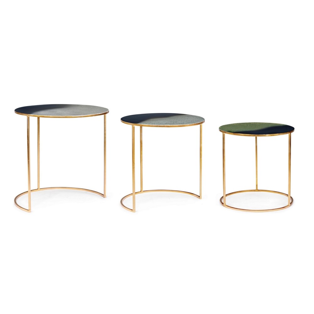 Set 3 tavolino in metallo stile atmosphere - Samnite