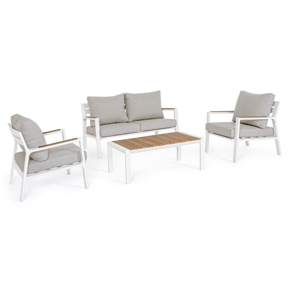 Set 4 salotto bianco con cuscino in alluminio - Samnite