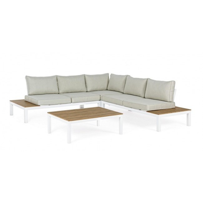 Set da esterno salotto angolare con cuscini bianco Elias - Samnite