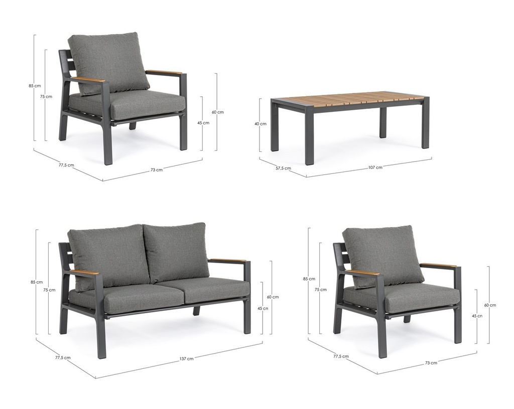 Set salotto giardino Ernst antracite - Samnite