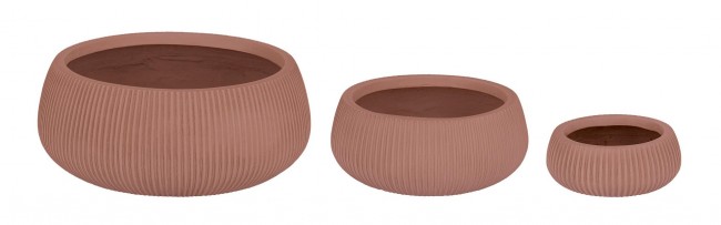 Set3 P.Vaso Ribbed Bomb Terracotta Basso - Samnite