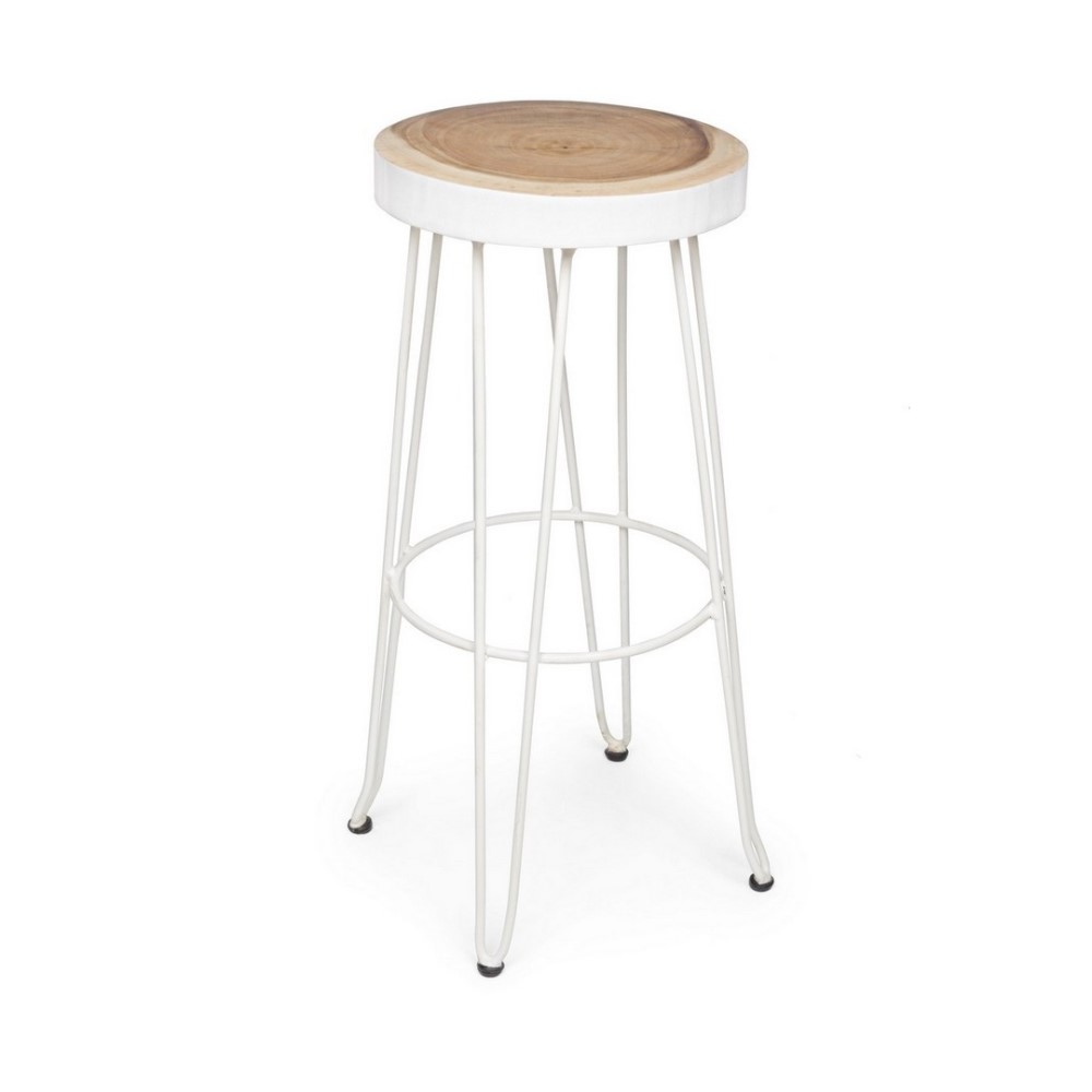 Sgabello bar bianco  in legno stile naturale - Samnite