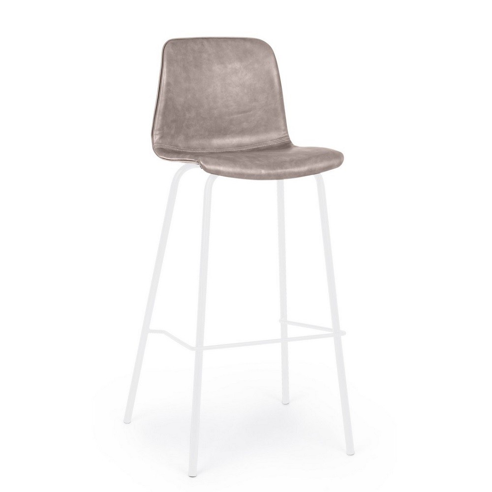 Sgabello bar ecopelle beige Kyra cm 39 x 44 x 103,5 - Samnite