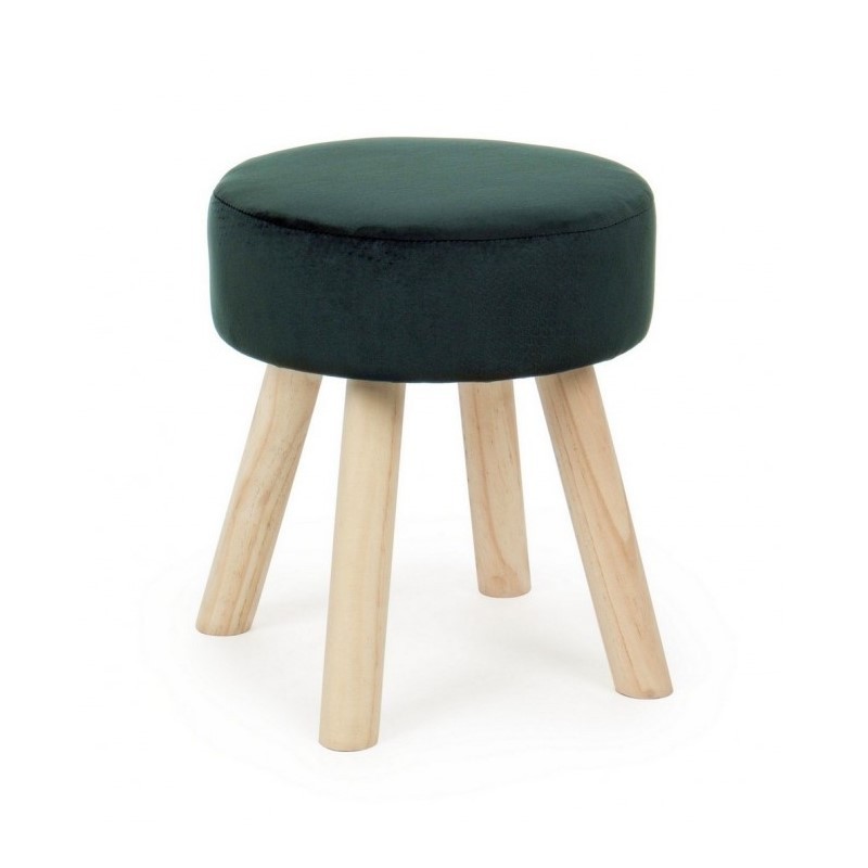 Sgabello in velluto Verde Scuro ADELINE 34x34x h38 cm - Samnite