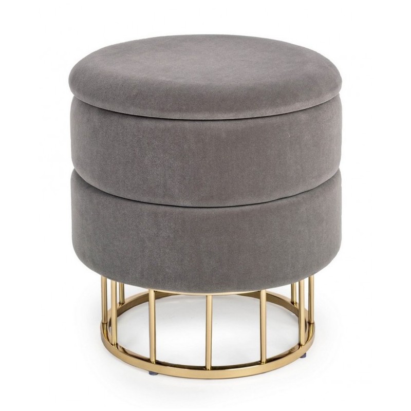 Sgabello struttura metallo dorato velluto grigio - Samnite