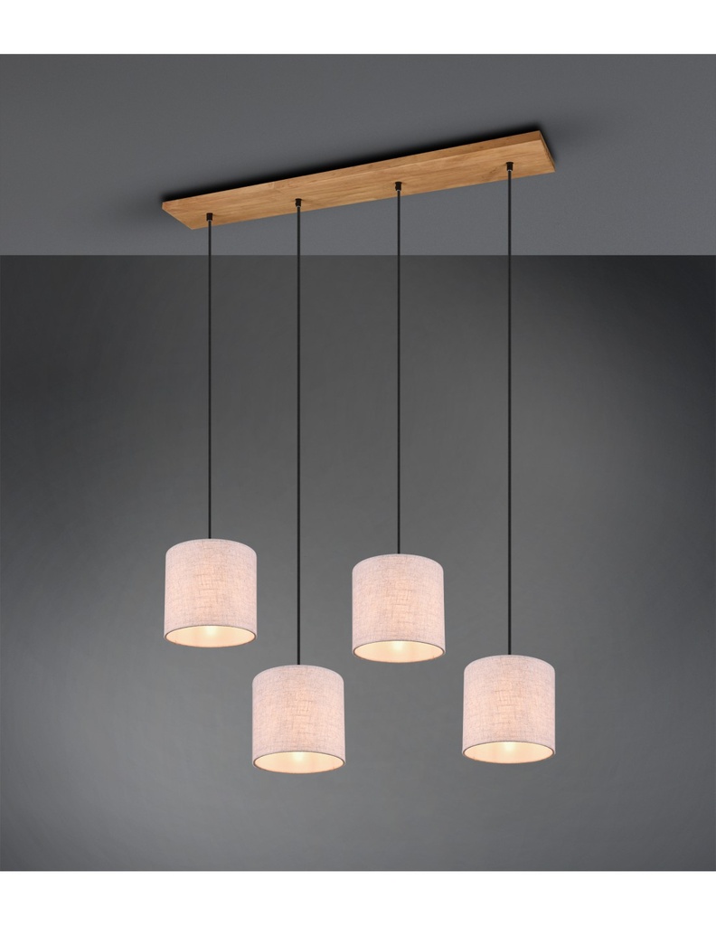 Sospensione Elmau 4xE27 Nichel E Paralumi Sabbia L100 cm Trio Lighting - Samnite