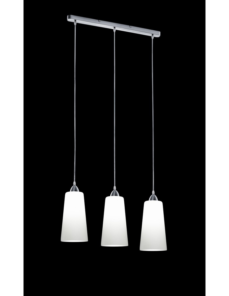 Sospensione Moderna Koni 3xE27 Nichel E Vetri Bianchi L60 cm Trio Lighting - Samnite