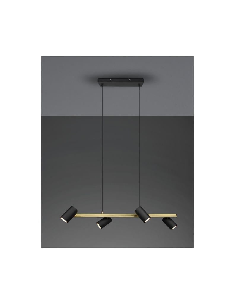 Sospensione Nera 4 Faretti Spot GU10 Orientabili Marley Trio Lighting - Samnite