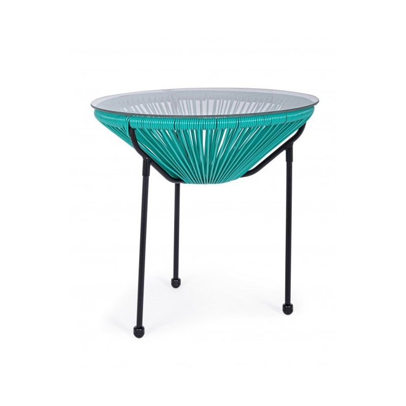 Tavolino con piano in vetro Parker Atol D50 cm - Samnite