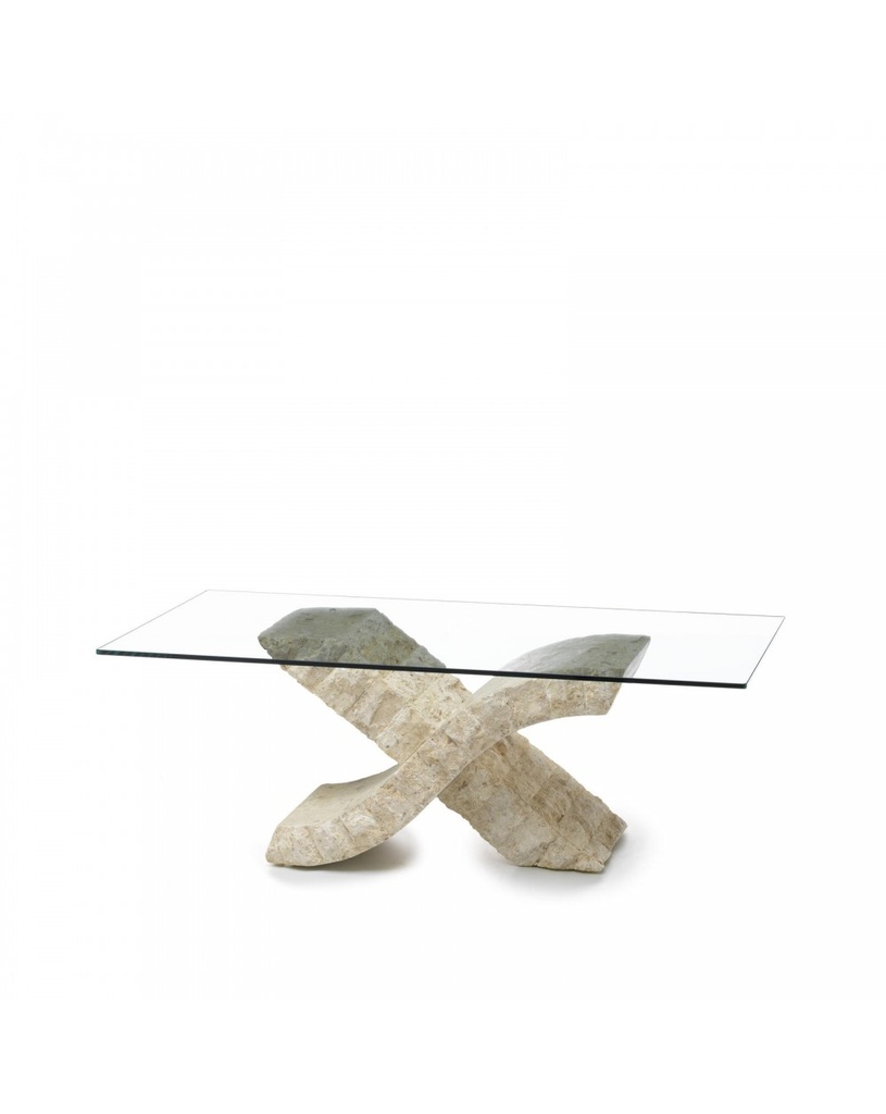 Tavolino trasparente-beige 70 cm x 120 cm H. 40 cm - Samnite